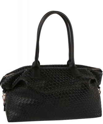 Embossed Woven Duffle Overnight Weekender Bag LH132-Z BLACK